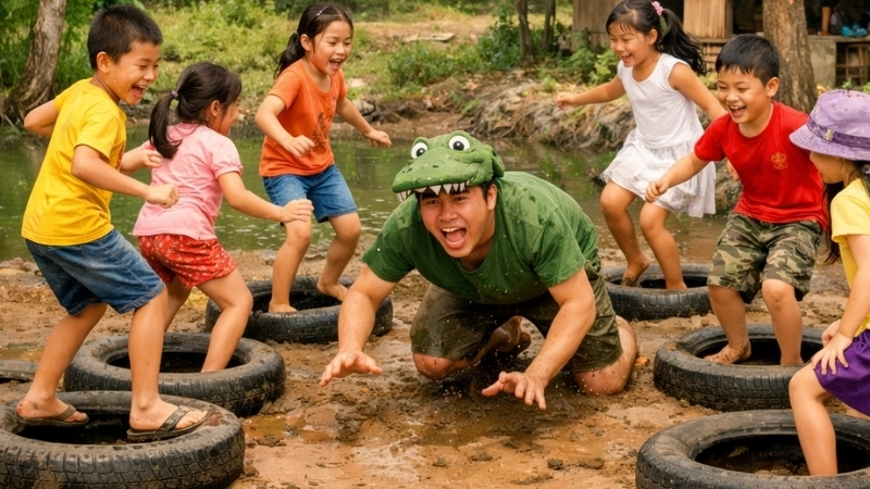 Hướng dẫn chi tiết cách chơi cá sấu lên bờ cho trẻ mầm non