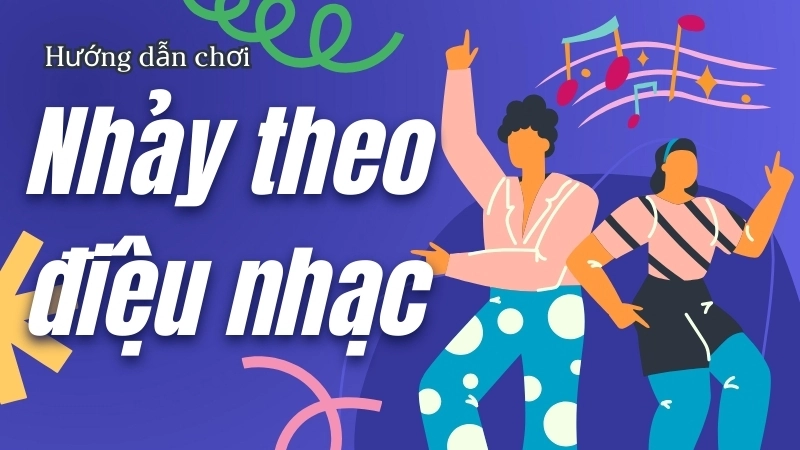 Hình ảnh nhóm nhảy hài hước đang thực hiện các động tác khởi động vui nhộn trên nền nhạc sôi động