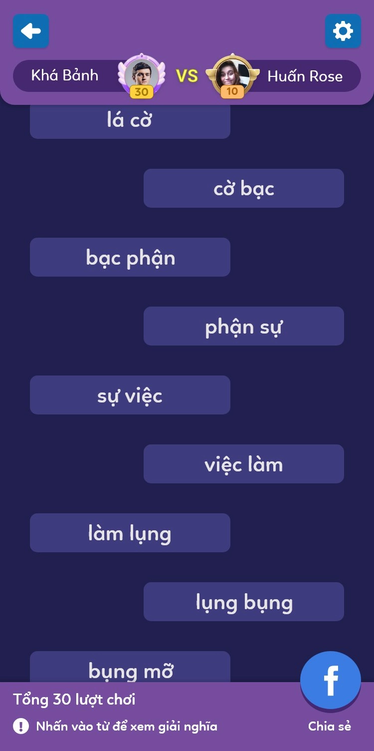 Minh họa cách bắt đầu trò chơi nối từ đơn giản và hiệu quả