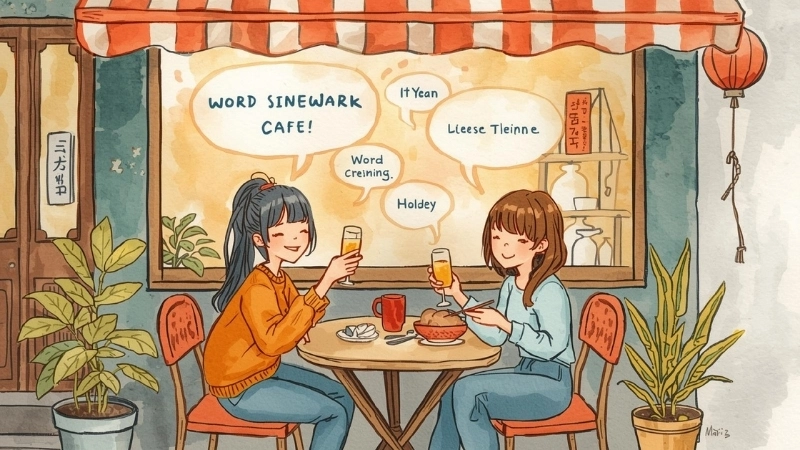 Nhóm bạn trẻ cùng nhau tập trung giải quyết thử thách trong trò chơi trí tuệ nối từ