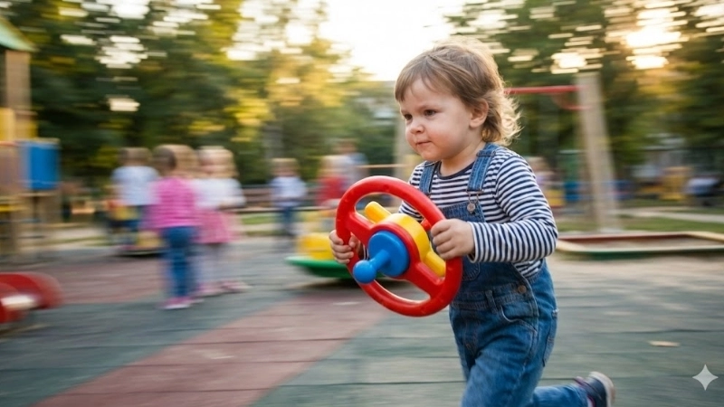 Hoạt động năng động với trò chơi ô tô vào bến vận động tại trường