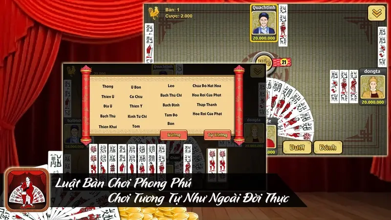 Luật đánh bài Chắn Vạn Văn truyền thống qua hình ảnh bàn chơi