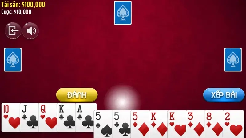 Bài Sắc Tê (Cách tê) với bộ bài chia đều trên bàn