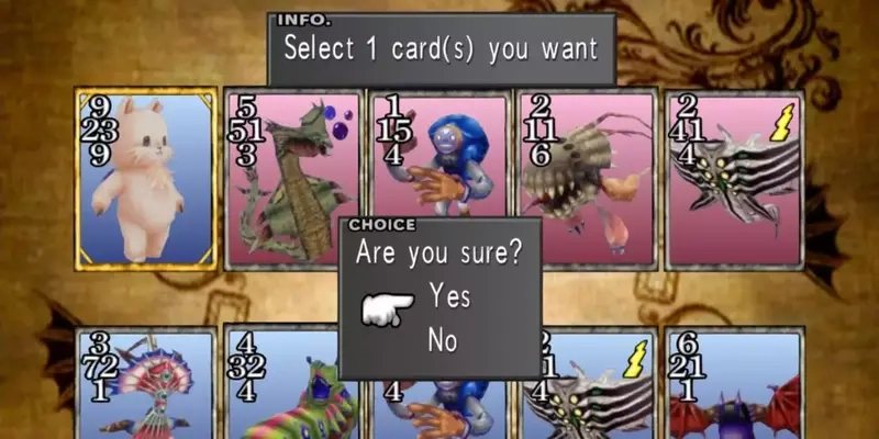 Sơ đồ bàn đấu bài Triple Triad minh họa trực quan