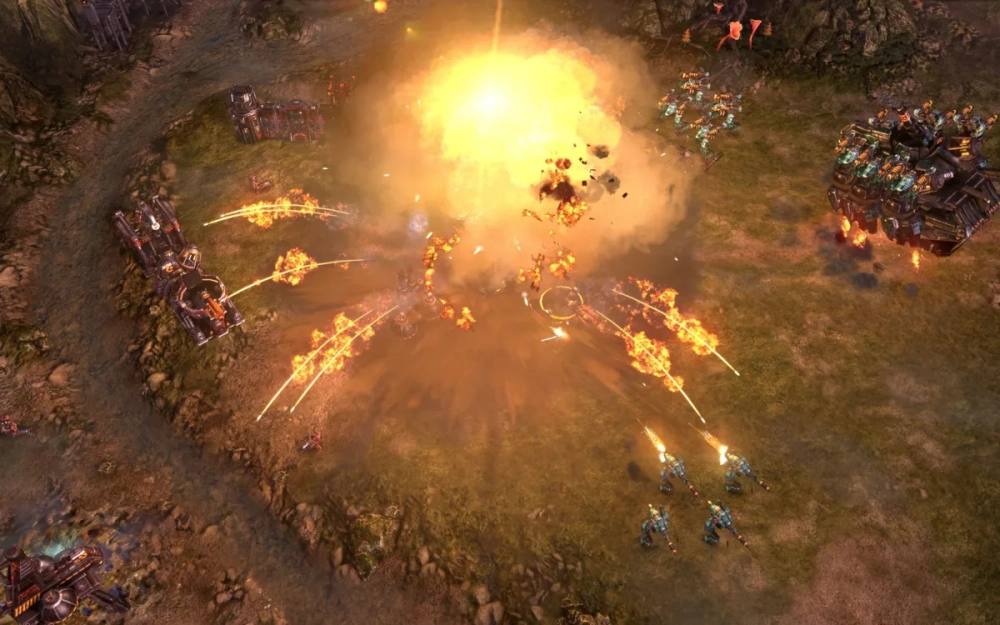 Hình ảnh Grey Goo gameplay với hiệu ứng cháy nổ chân thực