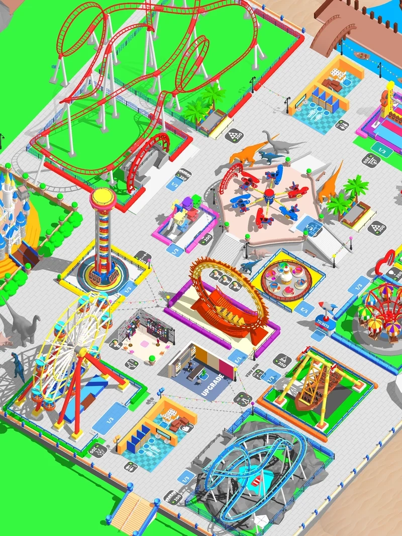 Xây dựng công viên mơ ước idle theme park tycoon build ride