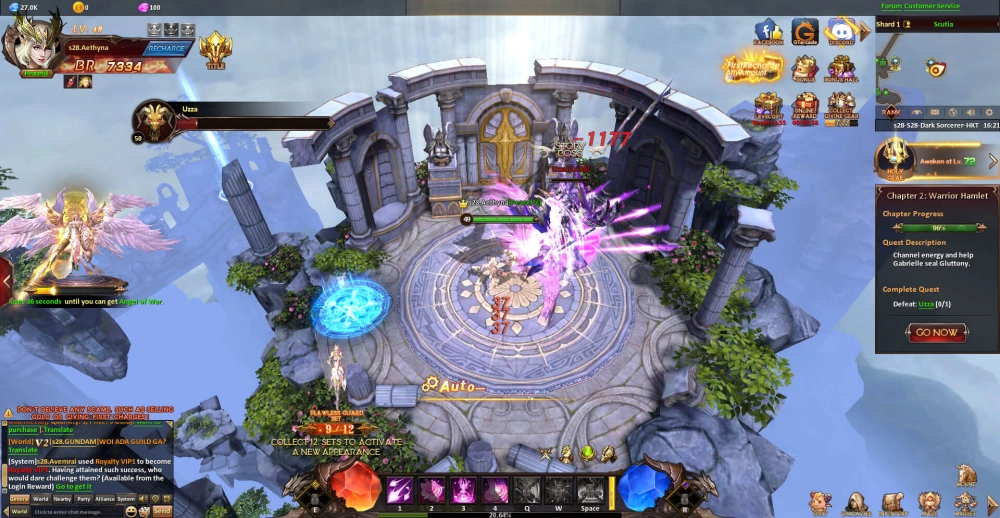 Hình ảnh bản đồ Map League of Angels trải dài từ thánh địa ánh sáng đến vực thẳm u tối.