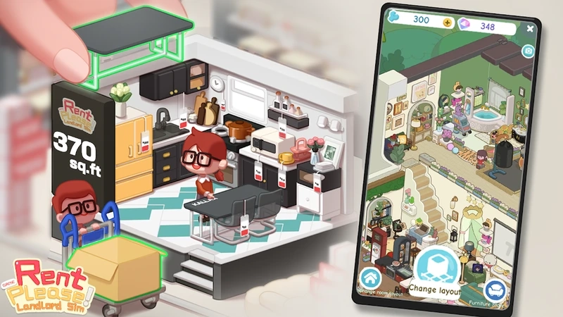 Tăng giá thuê bằng cách nâng cấp căn hộ trong Rent Please! Landlord Sim