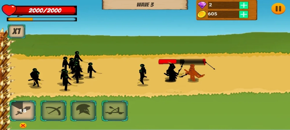 Đội hình lính giáo Order trong game Stick Empires vô cùng kỷ luật