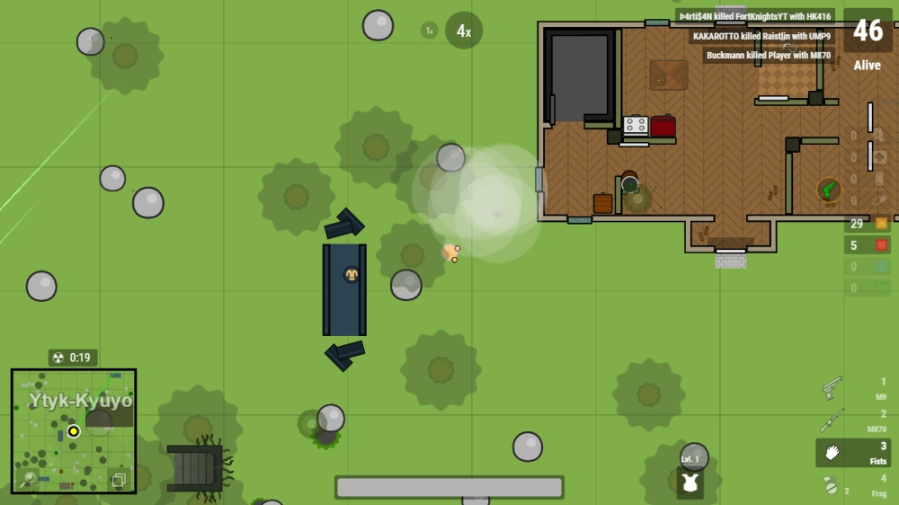 Vị trí các loại súng hiếm trong Surviv.io ẩn trong hầm ngầm