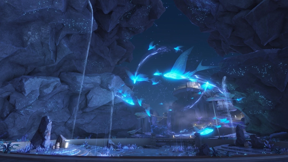 Hình nền Wuthering Waves 4k PC chụp toàn cảnh thành phố Jinzhou dưới ánh hoàng hôn.