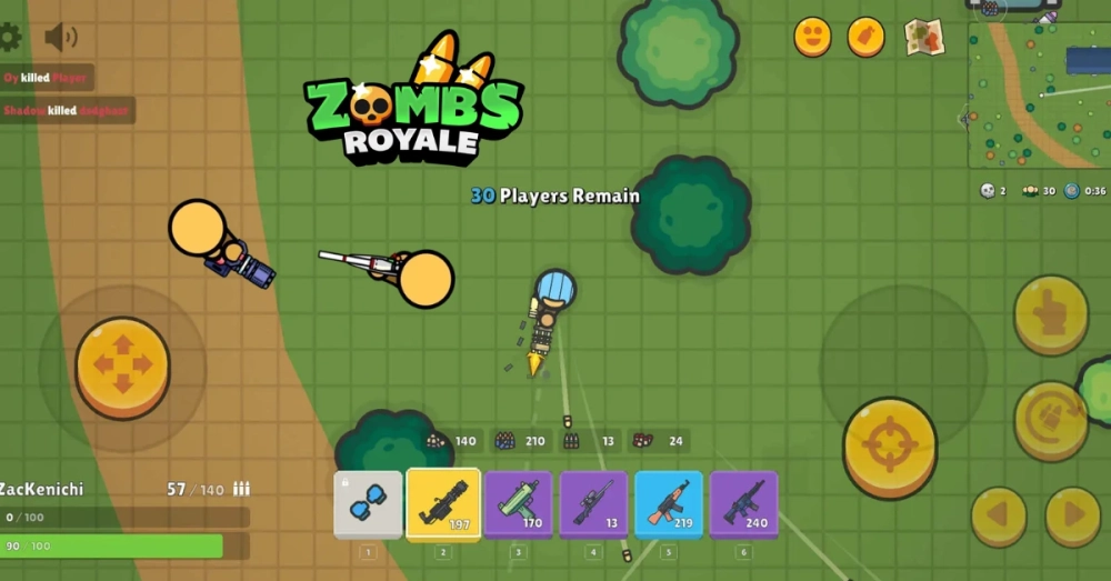 Giao diện sảnh chờ Zombs Royale đầy đủ tính năng cho game thủ
